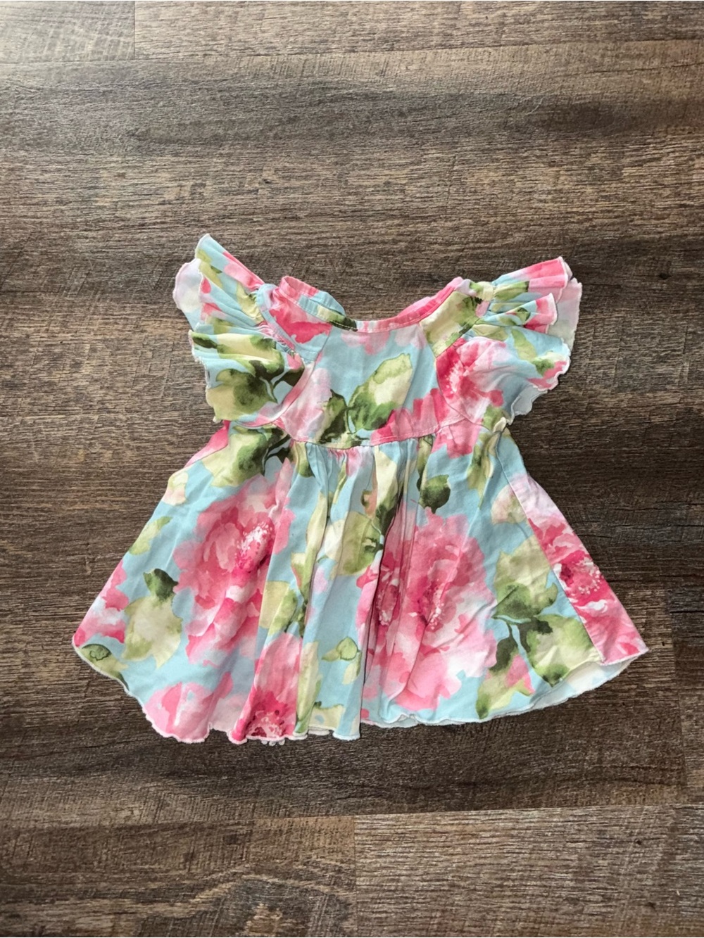 Floral Ruffle Baby Dress in Pink, Blue & Green 18-24 months